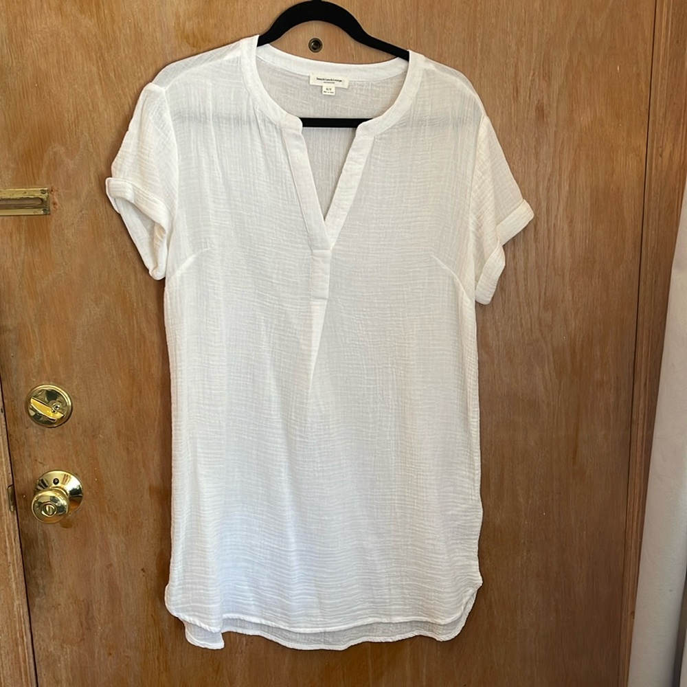 Beach Lunch Lounge White Linen Cover Up